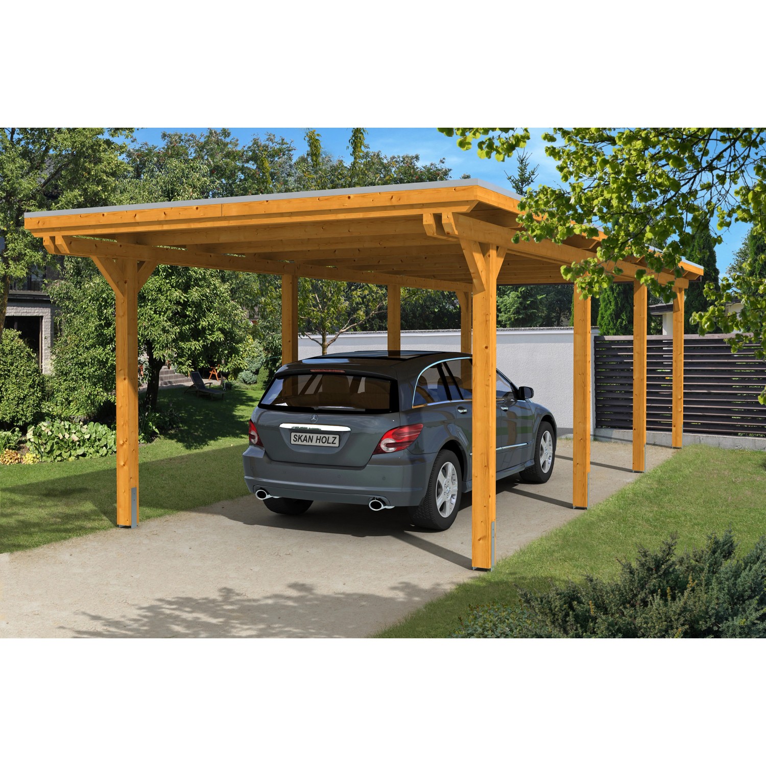 Skan Holz Einzelcarport Leimholz Eiche hell 354 cm x 846 cm günstig online kaufen