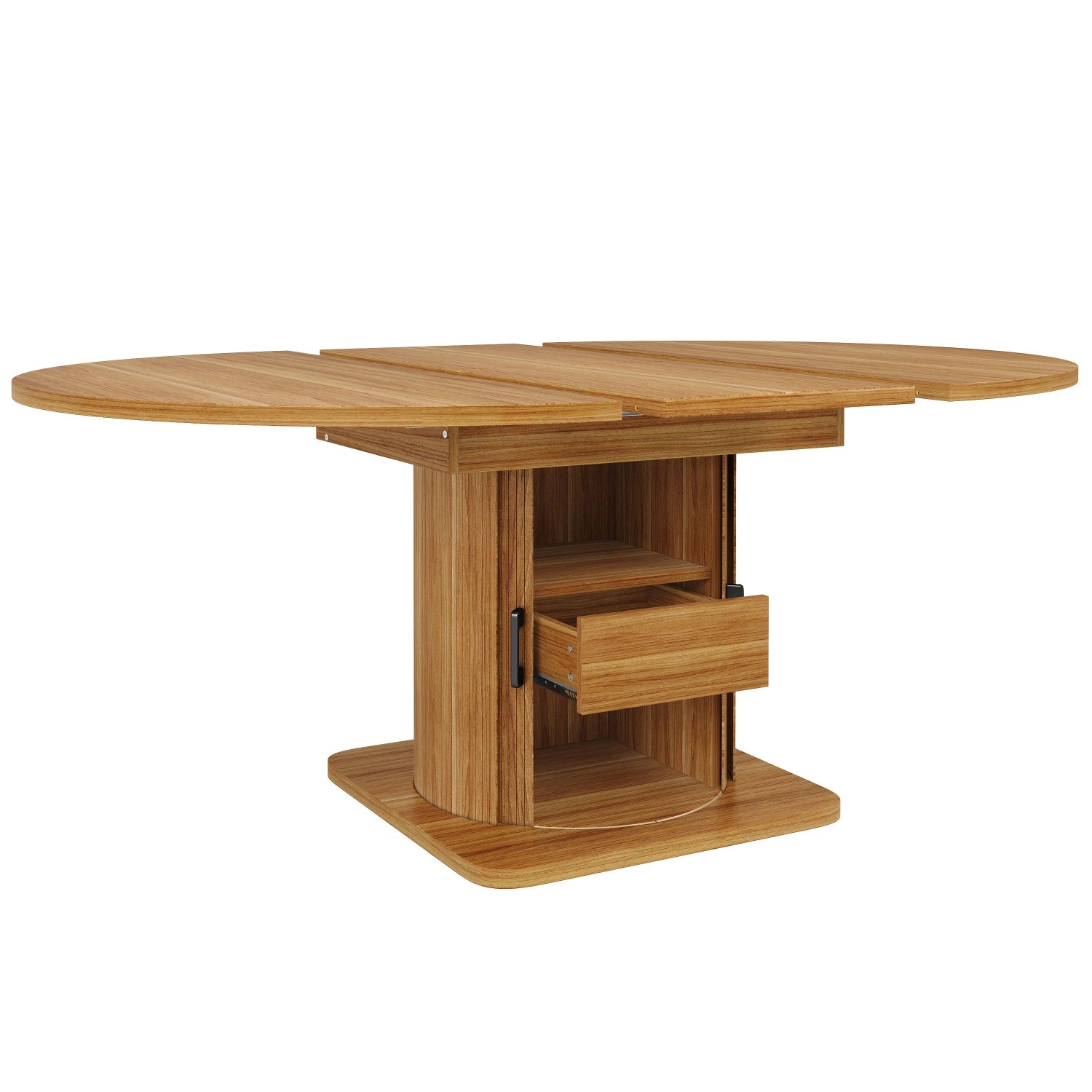 okwish Esstisch mit Schubladen Ausziehbar Esszimmer 118-158x118x76cm Natur