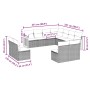 vidaXL 11-tlg. Garten-Sofagarnitur aus schwarzem Poly Rattan mit Maßen.
