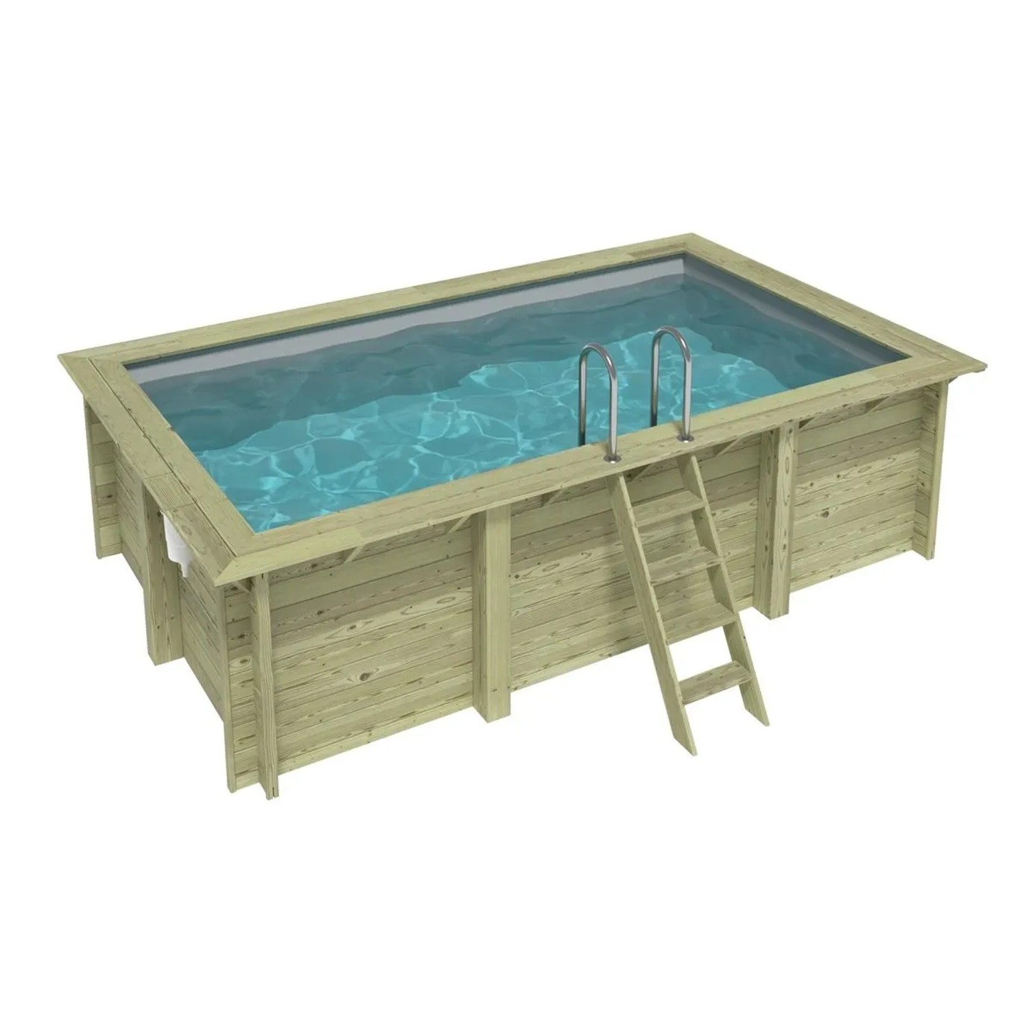 ALTANKA Holzpool Aqua 4,65x2,85 Höhe 1,24 m GRAU mit am Beton Verschraubten Stützen BAS7306OSPL2