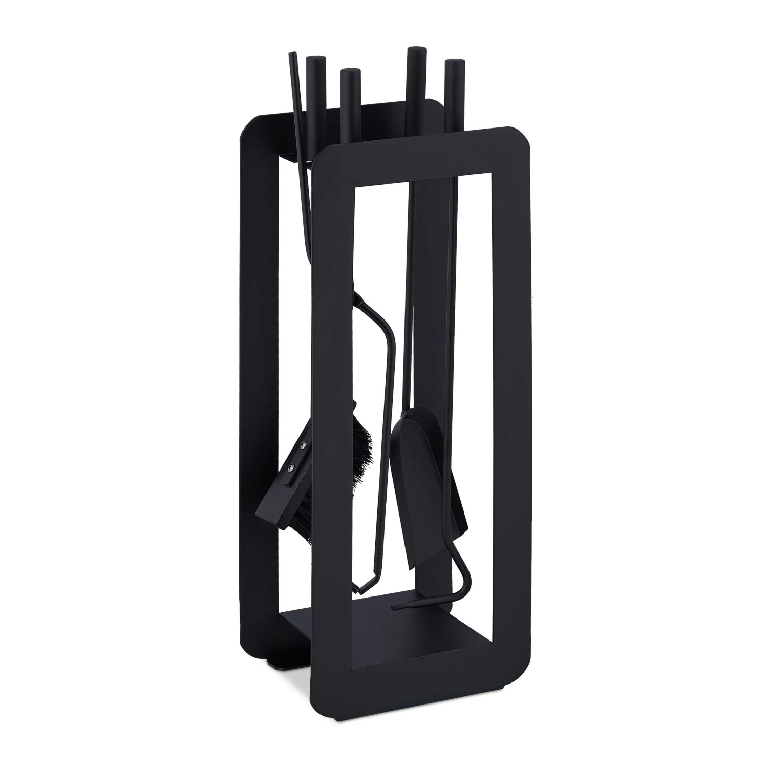 Relaxdays Kaminbesteck Stahl Schwarz 5-teilig 60 cm x 22,5 cm x 16 cm 3,8 kg