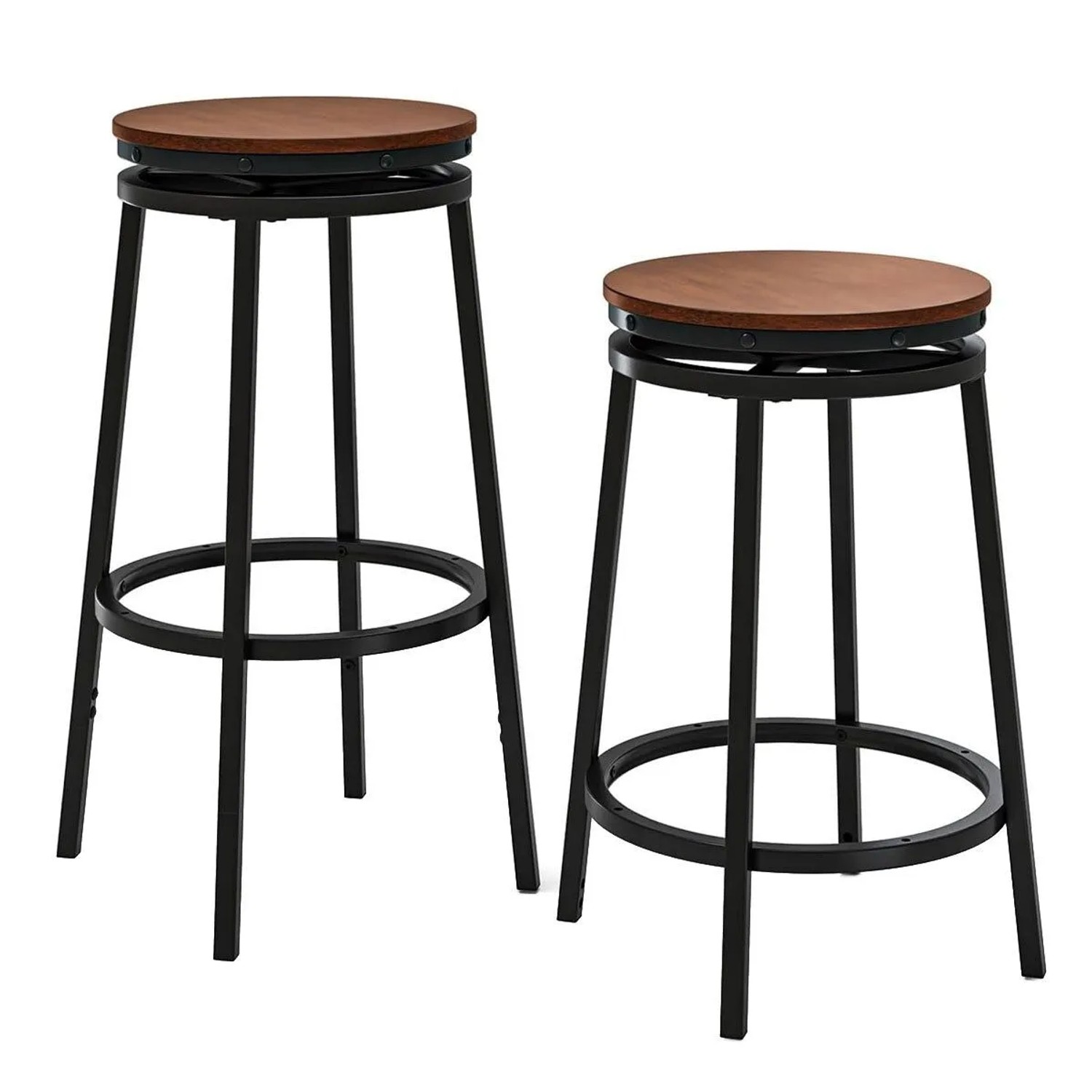 Costway Barhocker 2er Set 360° Drehbar mit 2 Einstellbare Höhen Braun günstig online kaufen