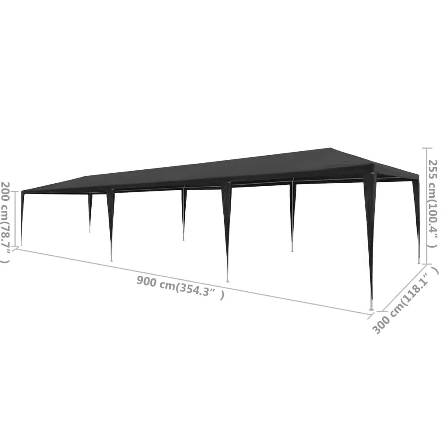 Anthrazitfarbenes Partyzelt 3x9 m von vidaXL für Gartenpartys und Feste.