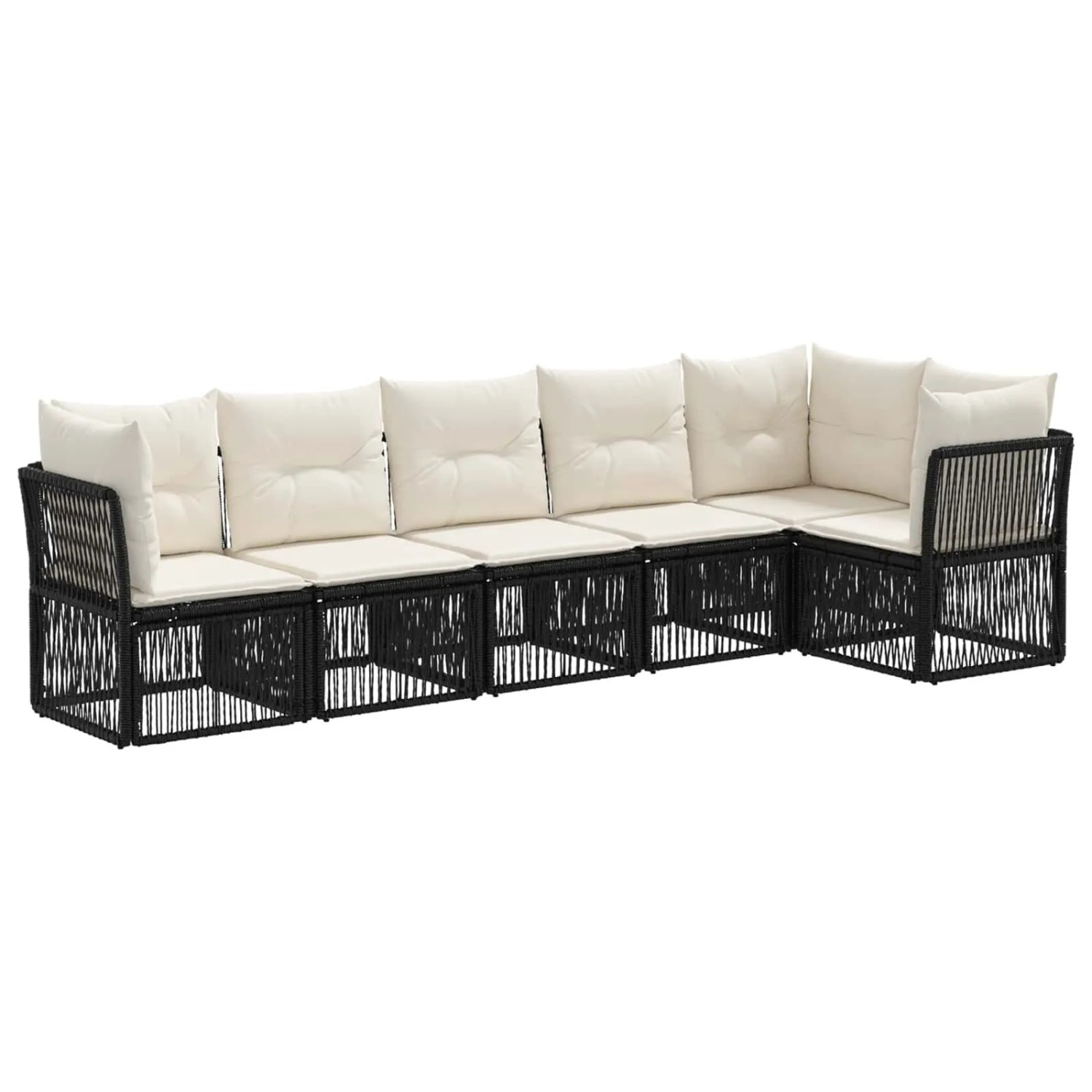 vidaXL Gartensofa-Set 6-Tlg Schwarz Poly-Rattan 3434221