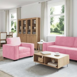 vidaXL 3-Tlg Sofagarnitur mit Kissen Rosa Samt 3324621