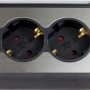 REV Ritter Steckdosenleiste Lightsocket mit 3 Schuko- und 2 USB-Steckdosen, LED-Licht, schwarz.