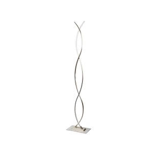 Moderne LED Stehlampe Bobi in Alu-Optik. Wellenförmige Wohnzimmerleuchte aus Aluminium, 138cm hoch.