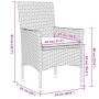 Detailaufnahme: Gartenstuhl aus braunem Rattan mit Maßen, Teil der vidaXL Essgruppe.