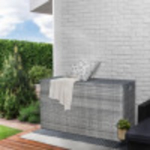 Teamson Home Terrasse Gartenmöbel Rattan Aufbewahrungsbox Grau