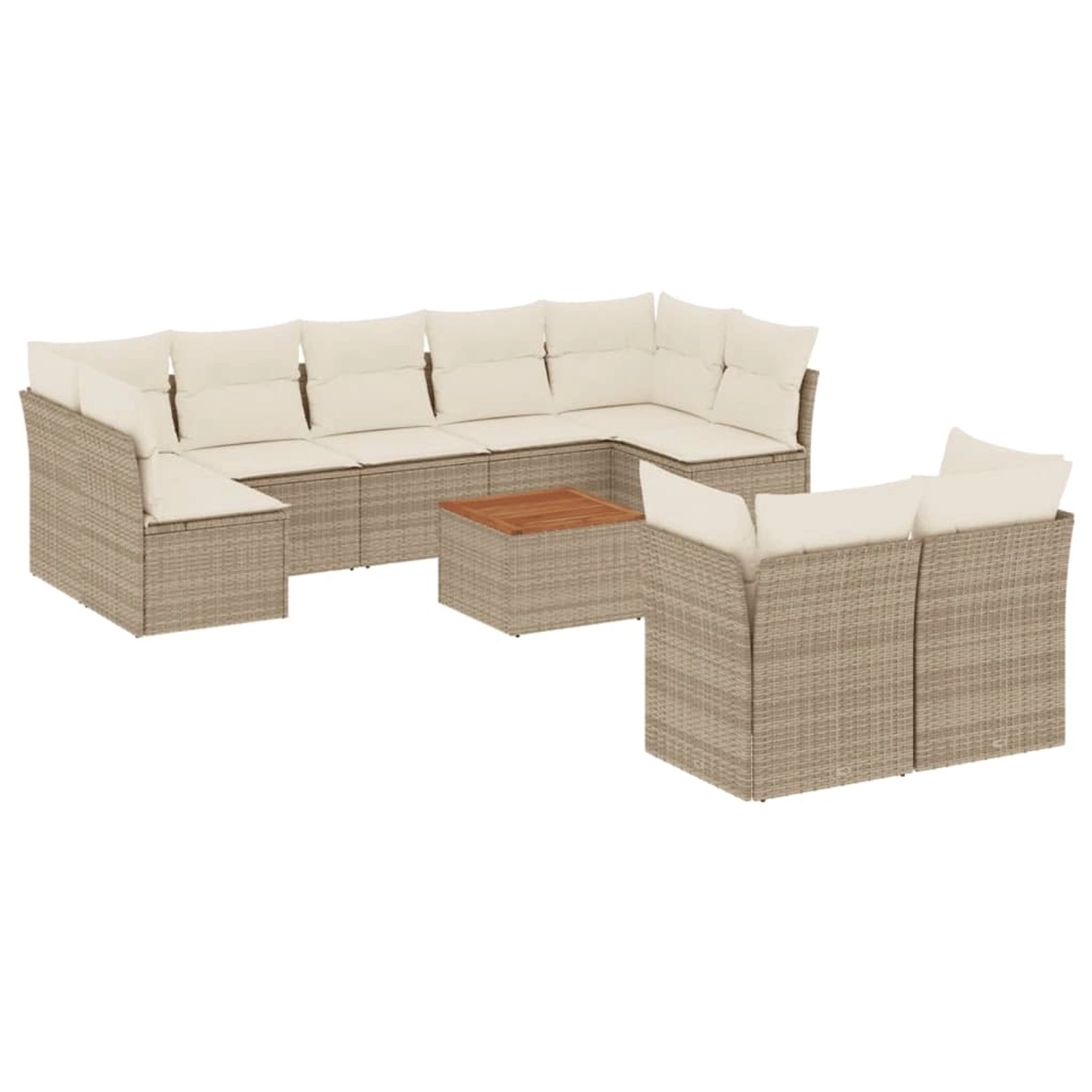 vidaXL 10-Tlg Garten-Sofagarnitur mit Kissen Beige Poly Rattan 3223811 günstig online kaufen