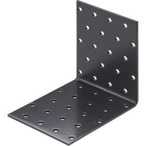 Schwarzer Hettich Verbindungswinkel aus Stahl, 102x102x80x2 mm, für Möbel.