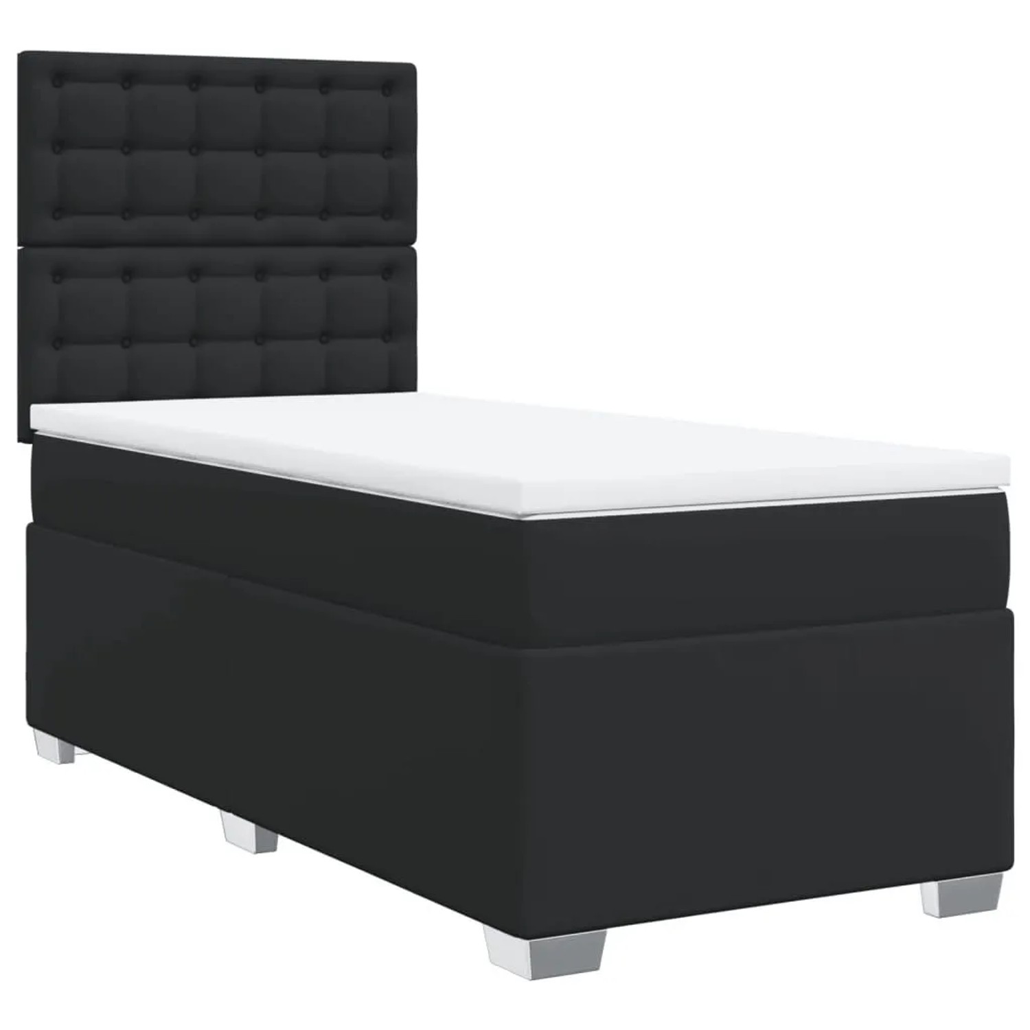 vidaXL Boxspringbett mit Matratze Schwarz 100x200 cm Kunstleder 3293008 günstig online kaufen