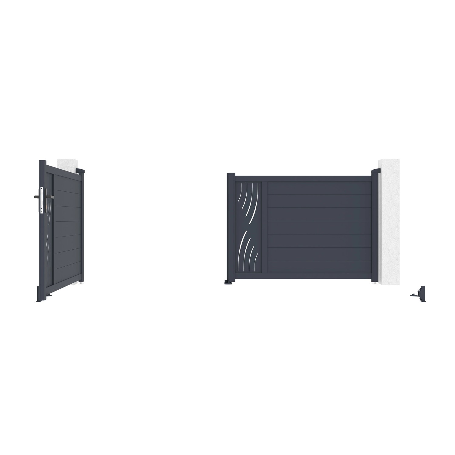 Casanoov Flügeltor Veleta 3,5 m, Aluminium, mit Motorisierung. Gartentor in Grau mit Designelementen.