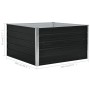 Anthrazitfarbenes, quadratisches Hochbeet (100x100x45 cm) aus verzinktem Stahl.
