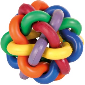 Jollypaw Knotenball aus Naturgummi, ø 7 cm, buntes Apportierspielzeug für Hunde.