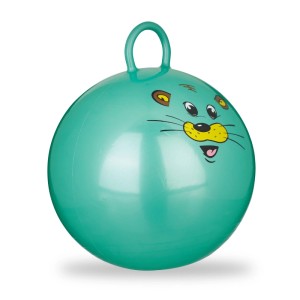 Relaxdays Hüpfball Kinder PVC Grün Mit Griff 55 cm x 45 cm 0,4 kg