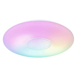 Weiße LED-Deckenleuchte Sully mit Farbwechsel und Regenbogeneffekt, Ø 41 cm.