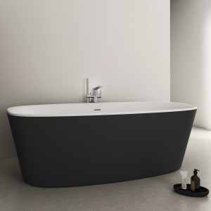 Freistehende Ideal Standard Badewanne Dea, 190x90 cm, in Schwarz Matt. Moderne, ovale Form.