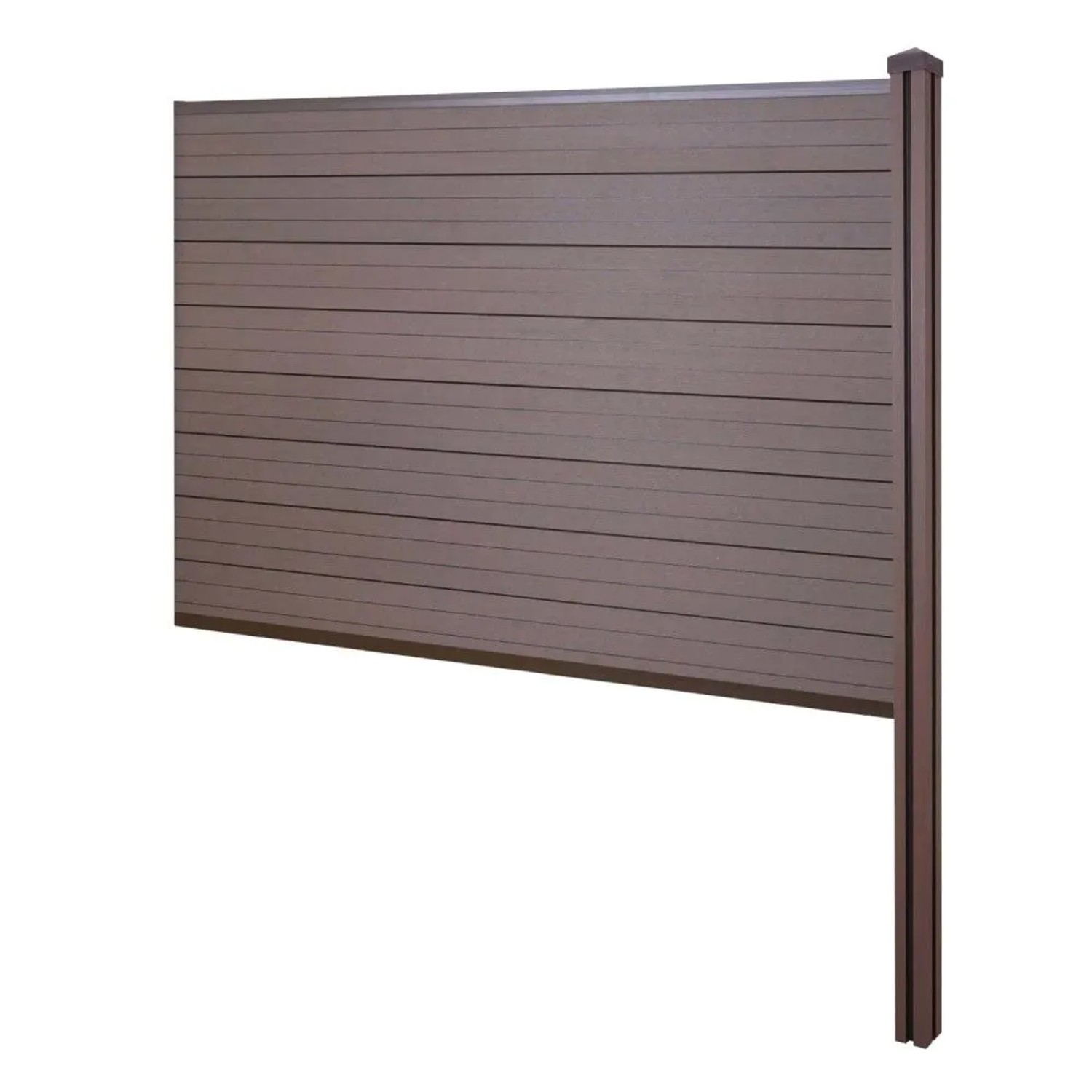 MCW WPC-Sichtschutz Savoie Zaun Windschutz WPC-Pfosten Zum Einbetonieren - Erweiterungselement 188cm Braun