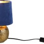 Reality Tischleuchte Sophia in Gold und Blau mit Samtschirm, Design-Tischlampe für Wohnraum.