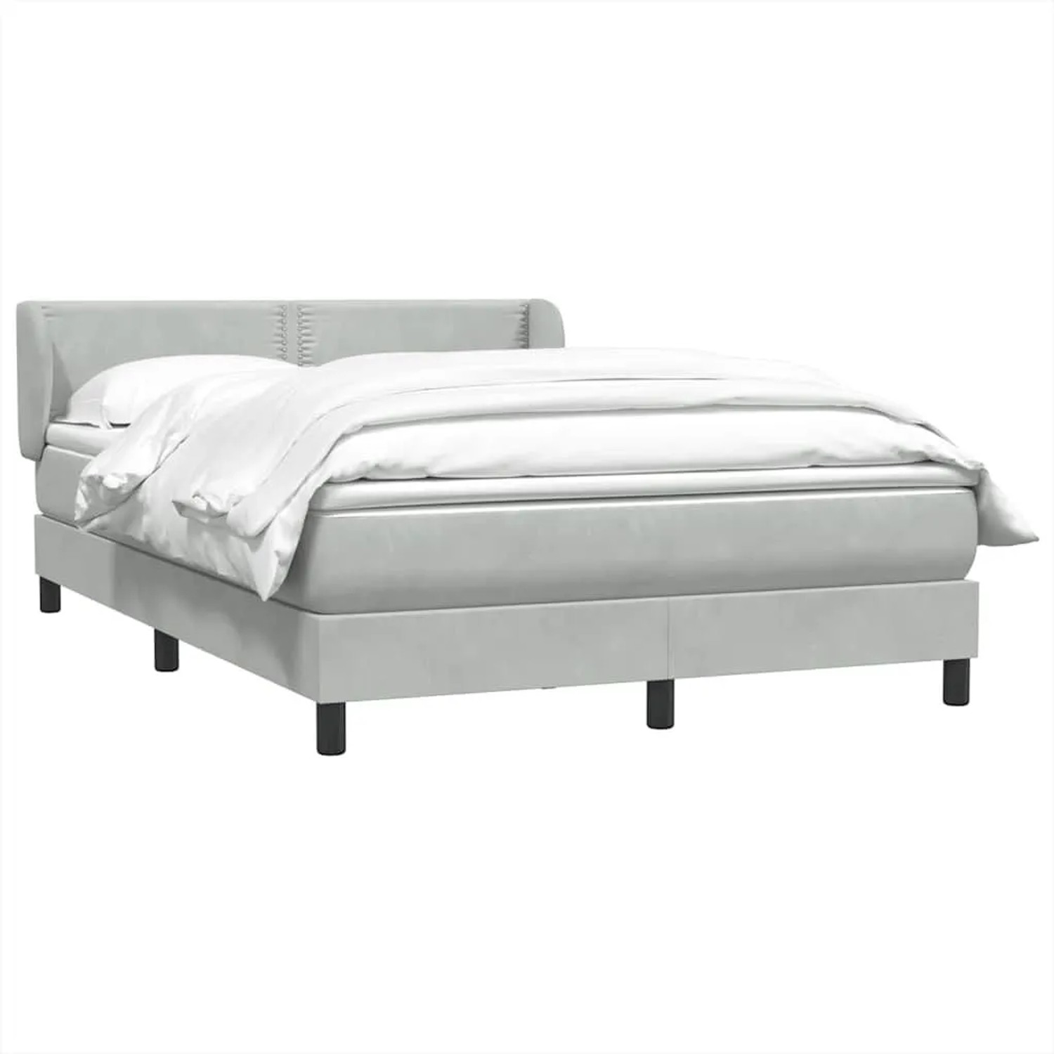vidaXL Boxspringbett mit Matratze Hellgrau 140x210 cm Samt 3317439 günstig online kaufen