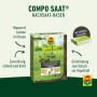 Compo Rasen Nachsaat 2 kg Packung zur Reparatur von Rasenlücken, mit Streuhilfe und Grünfärbung.