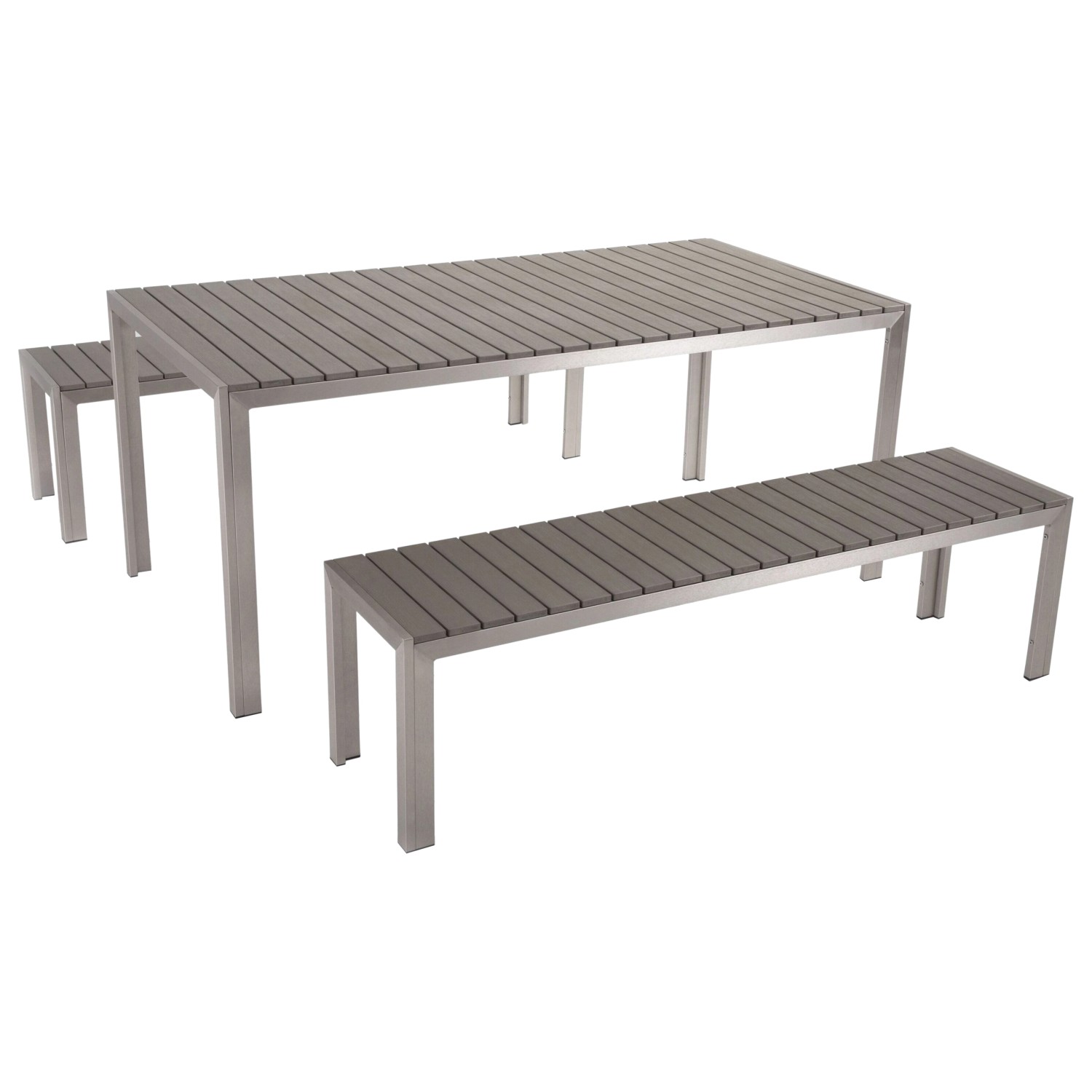 Beliani Gartentisch Set NARDO Grau Silber 90x180x75 günstig online kaufen