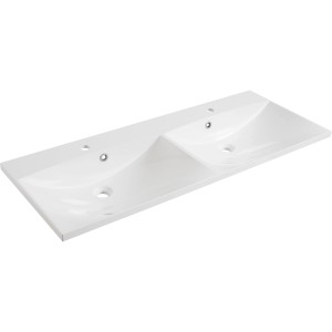 Fackelmann Doppelwaschtisch B.clever 120 cm, Esche Dekor, aus Gussmarmor, Aufsicht.