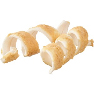 Primox Kauspirale Huhn, 2 Stück. Getrockneter Hunde-Snack aus Rinderhaut mit Hühnchen, spiralförmig.