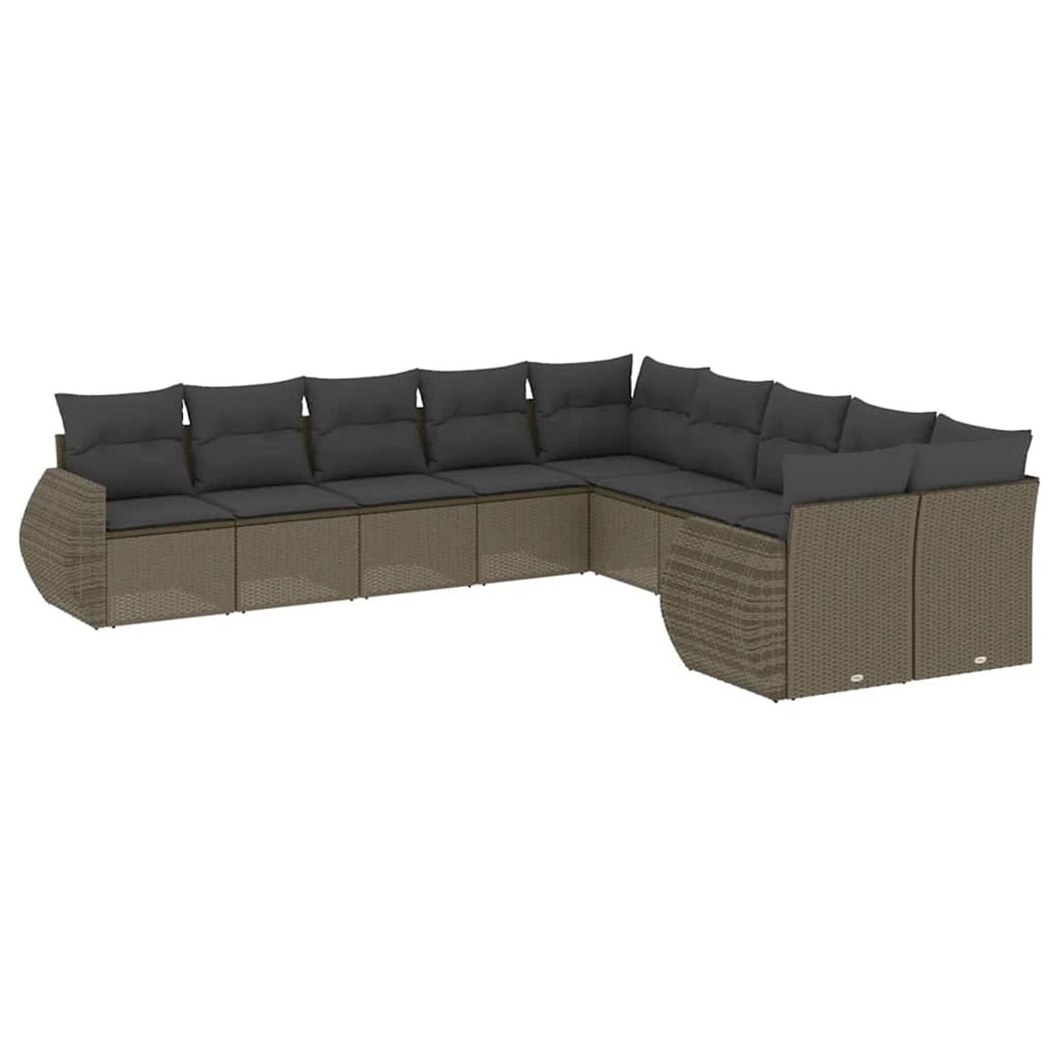 vidaXL 10-Tlg Garten-Sofagarnitur mit Kissen Hellgrau Poly Rattan 3254249 günstig online kaufen