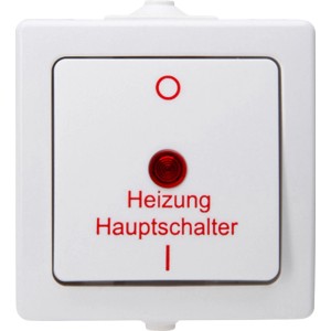 Kopp Heizungs-Hauptschalter Nautic, Aufputz/Feuchtraum, arktisweiß mit roter Linse.