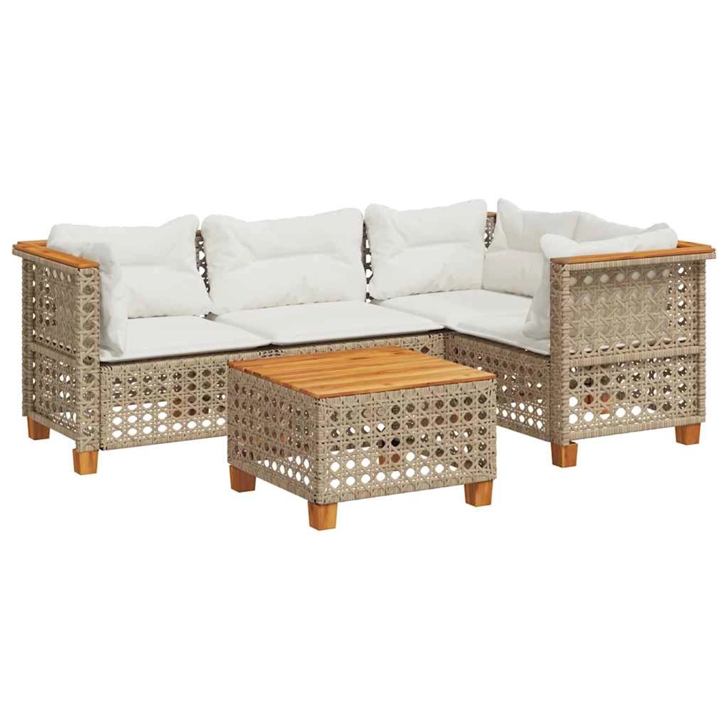 vidaXL 5-Tlg Garten-Sofagarnitur mit Kissen Beige Poly Rattan 3261808 günstig online kaufen