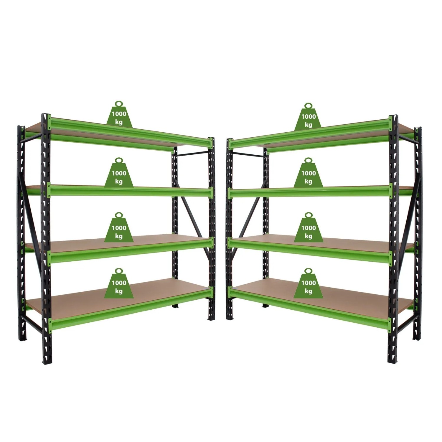 TRUTZHOLM 2x Industrieregal Milo 200x190x60 cm Steckbar Erweiterbar 4 Ebene günstig online kaufen