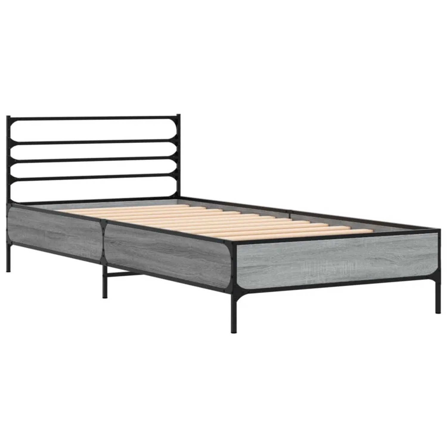 vidaXL Bettgestell Grau Sonoma 90x190 cm Holzwerkstoff und Metall 845630 günstig online kaufen