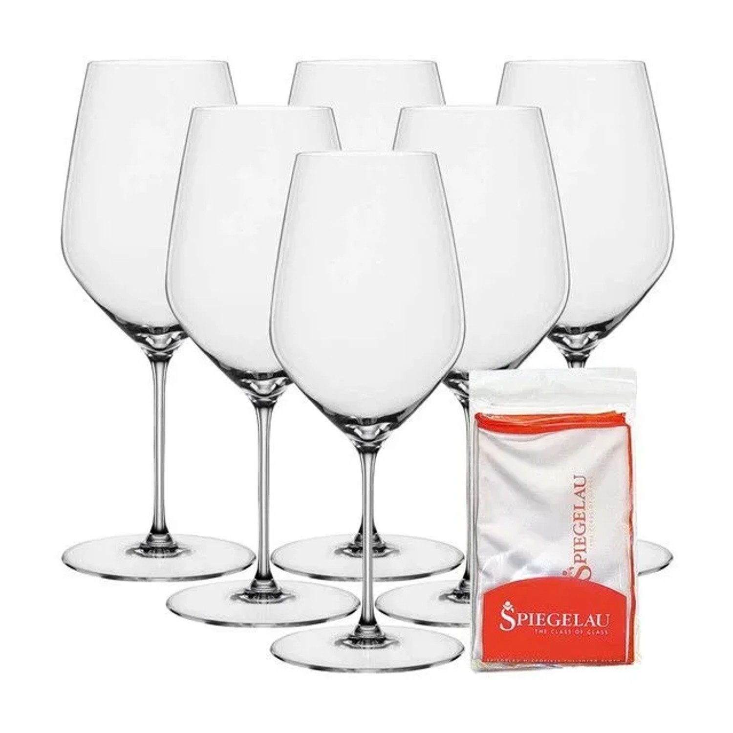 Spiegelau Hi-Lite Bordeauxglas 650 ml 6er Set mit Poliertuch