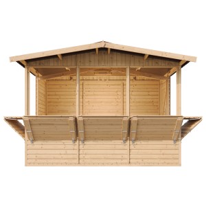 Timbela Marktbude Holz M150B 6,03 m² mit 5 Theken