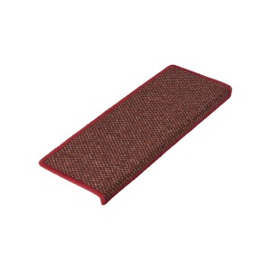 Rechteckige, rote Stufenmatte Ponto, pflegeleicht, 23,5x65 cm für sicheren Halt auf Treppen.