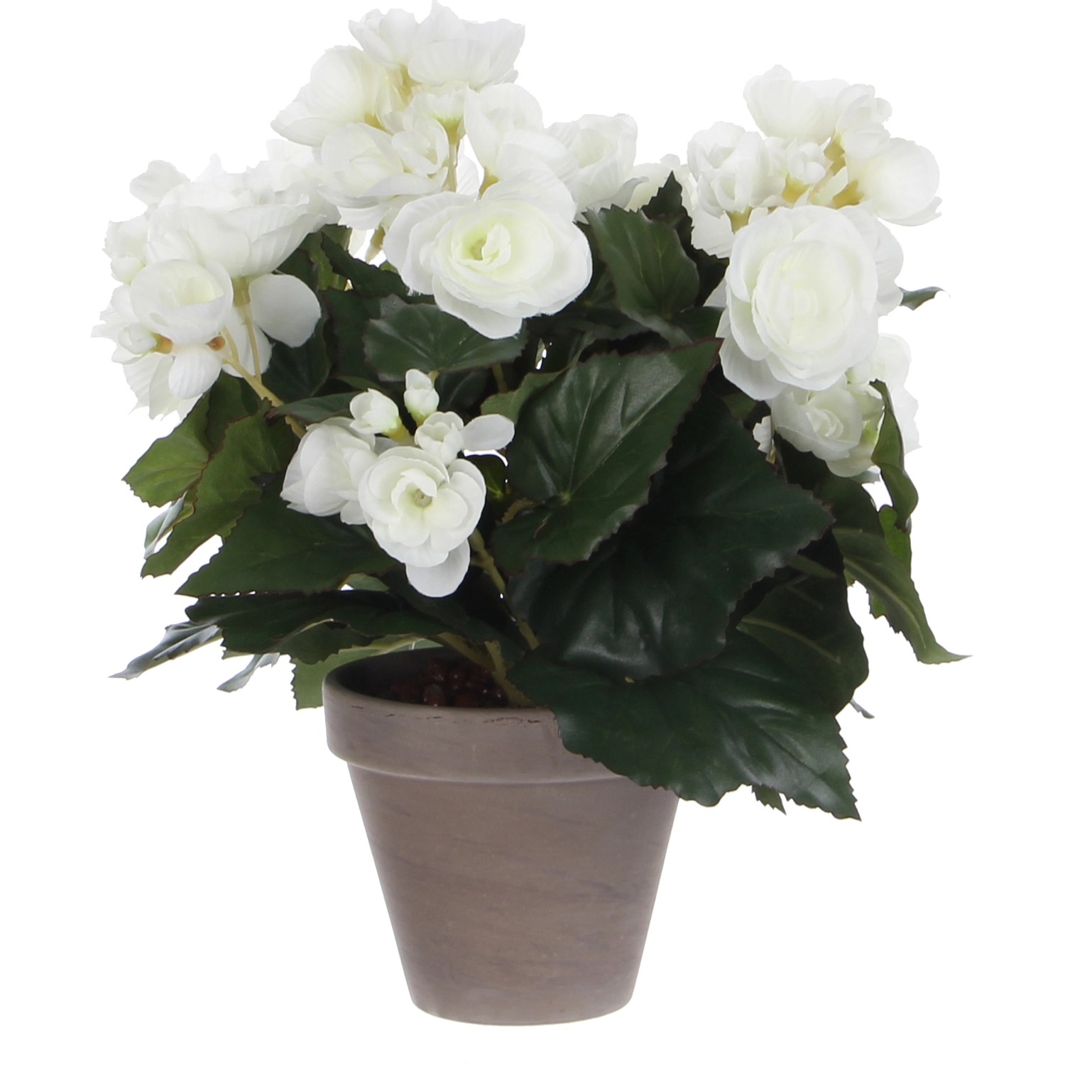 Kunstblume Begonia Weiß Topf-Ø 11,5 cm H 30 cm, Ø: 25 cm günstig online kaufen