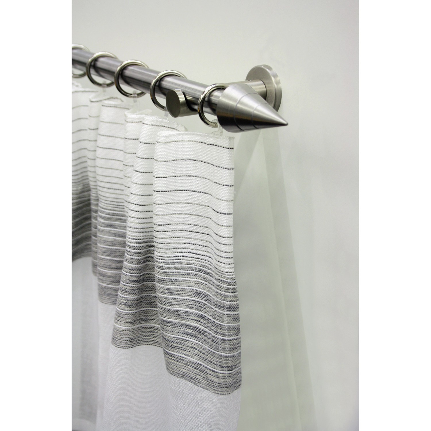 Gardinenstangen-Set Kegel, Edelstahloptik, 20 mm Durchmesser, mit Gardine.