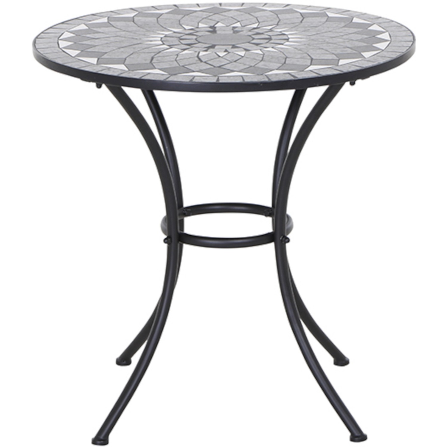 Runder, grauer Siena Garden Gartentisch Como, 60x60 cm, mit Keramikplatte und Stahlgestell.