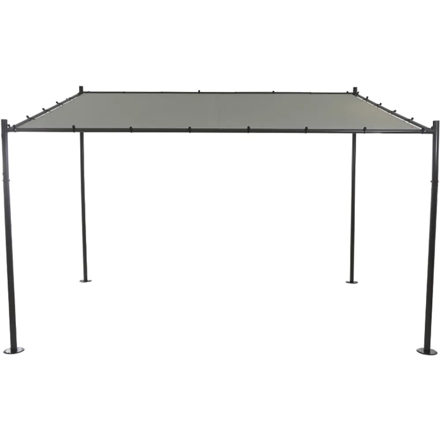 Grauer Siena Garden Pavillon Levino 300x400 cm mit Stahlgestell und schrägem Dach.