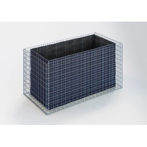 Eckiges Gabiona Gabionen-Hochbeet, 100x200x100 cm, Maschenweite 5x10 cm, Wandstärke 10 cm.
