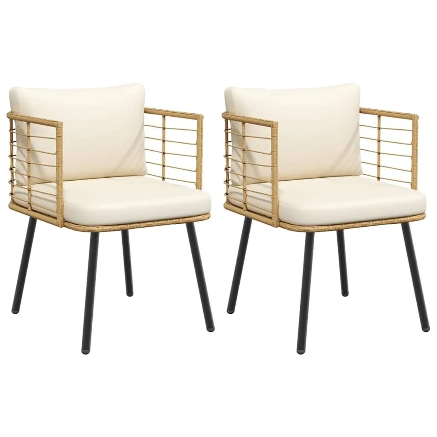 vidaXL Gartenstühle 2 Stk mit Kissen Natur Poly Rattan 3328657 günstig online kaufen