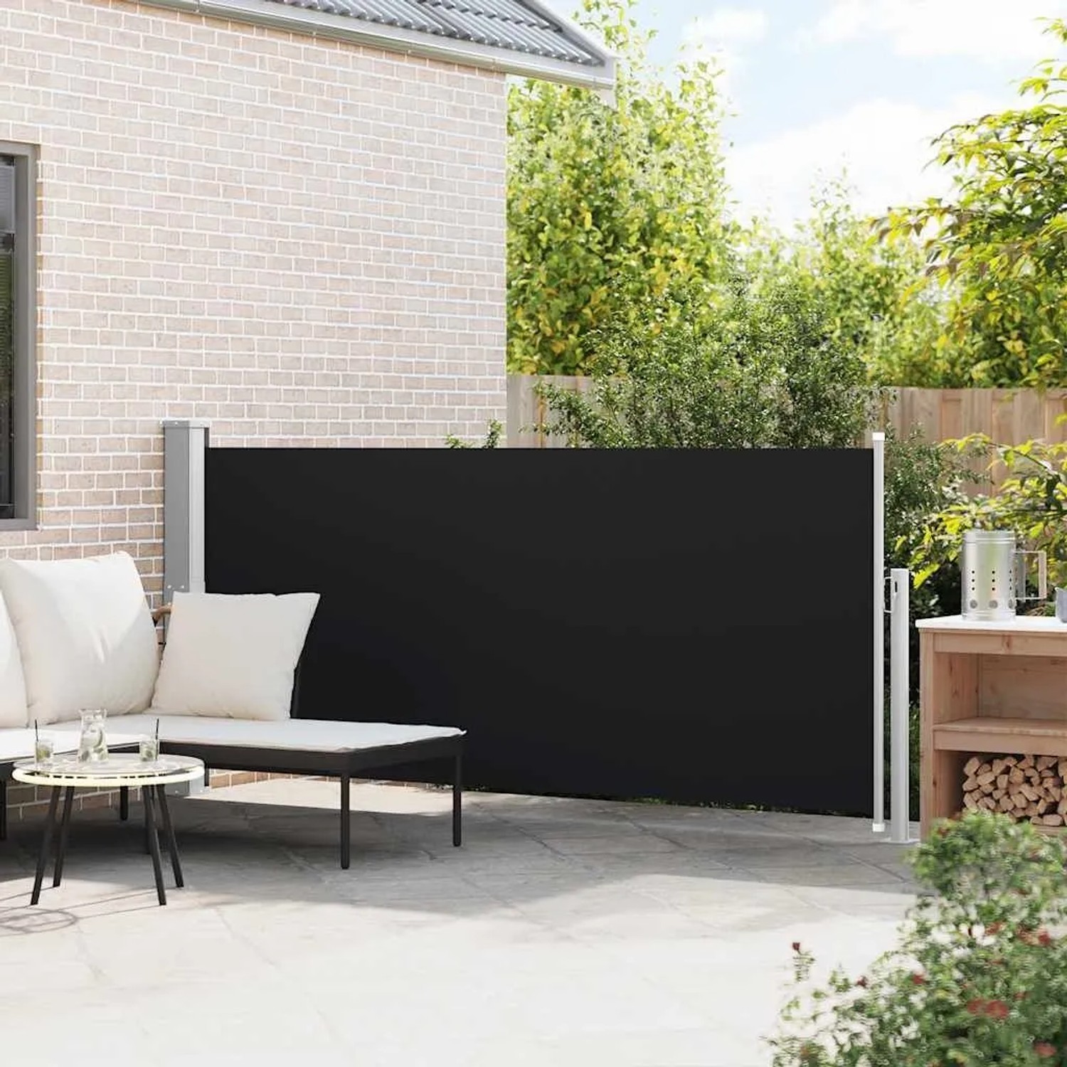 vidaXL Seitenmarkise, 140x300 cm, Schwarz, ausziehbar für Terrasse & Balkon.