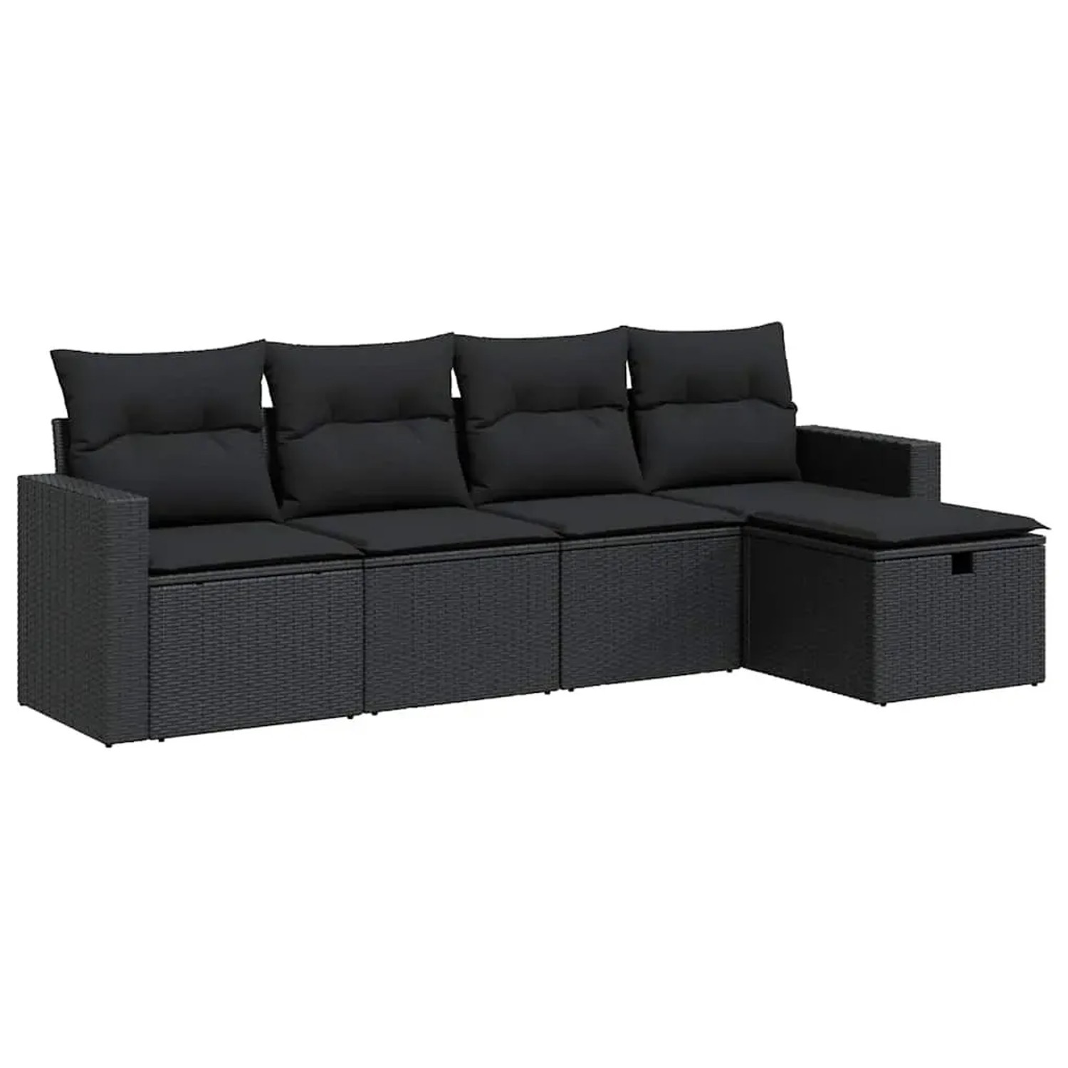 vidaXL 5-Tlg Garten-Sofagarnitur mit Kissen Schwarz Poly Rattan 3325361