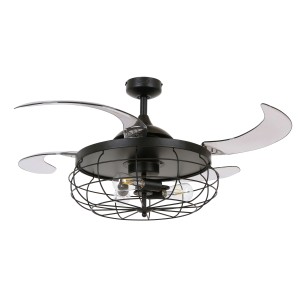 Schwarzer BEACON Deckenventilator Fanaway Industri 122 cm mit Beleuchtung und Fernbedienung.