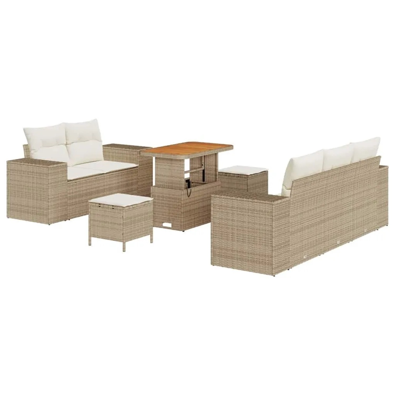 vidaXL Gartensofa-set mit Kissen 8-Tlg Beige und Creme Poly-Rattan 3363901 günstig online kaufen