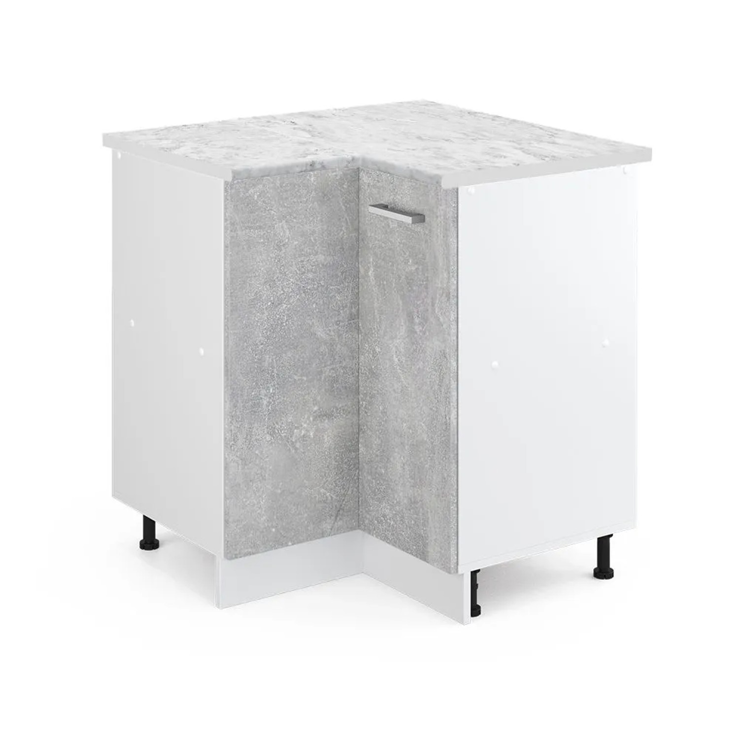 Vicco Eckunterschrank R-Line Küchen Eckschrank Beton Weiß 76 cm AP Marmor
