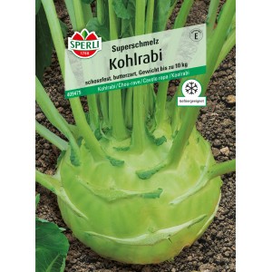 Sperli Kohlrabi Superschmelz Samen, hellgrüne Knolle im Detail.