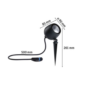Paulmann LED-Gartenstrahler Kikolo, anthrazit, mit Erdspieß und Kabelsatz. Außenbeleuchtungssystem.